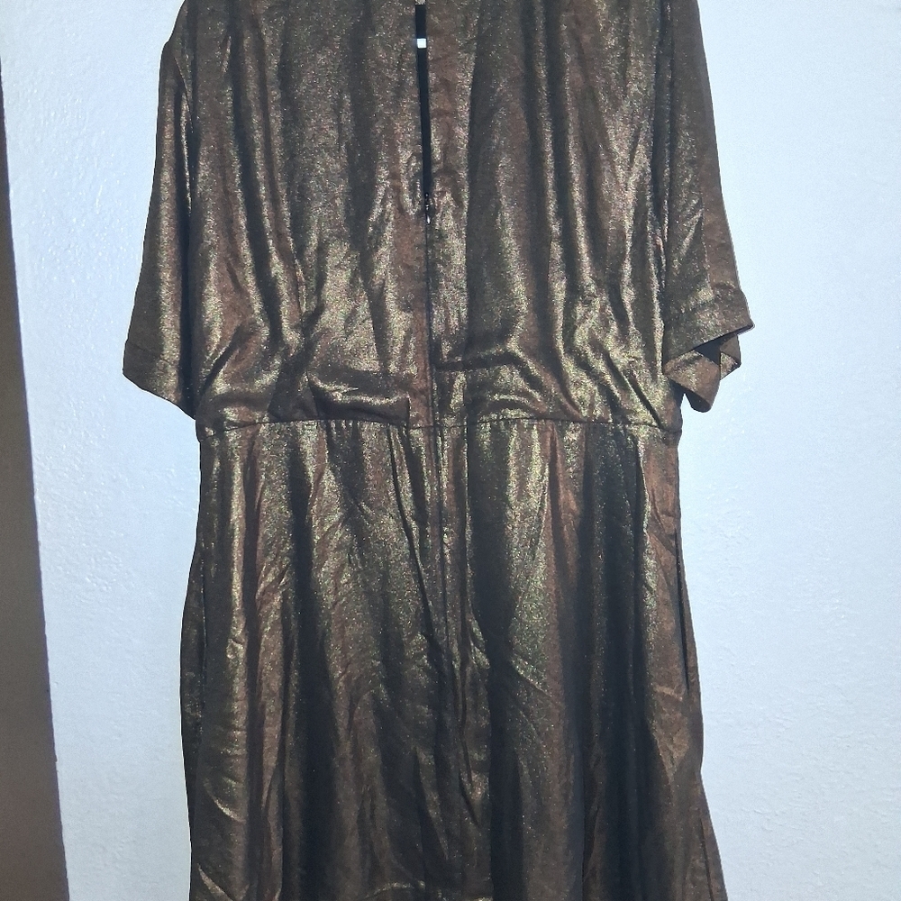 Emily And Fin Shake And Shimmer A Line Mini Dress Gold Metallic XXL - Picture 7 of 8